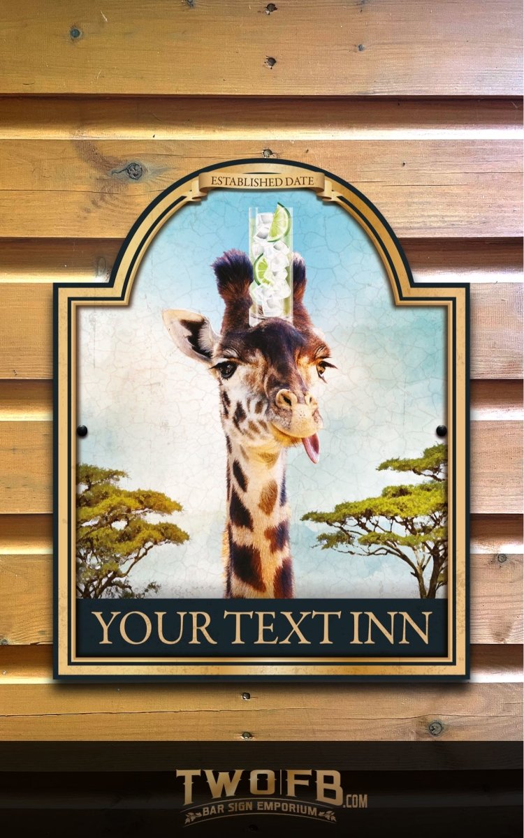 The Gin Giraffe Personalised Bar Sign Custom Signs from Twofb.com Pub-Bar-Signs