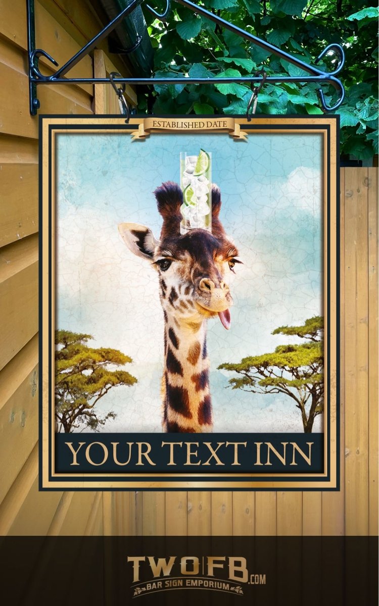 The Gin Giraffe Personalised Bar Sign Custom Signs from Twofb.com Pub-Bar-Signs