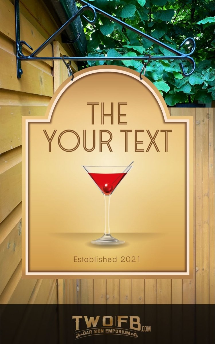 Gold Cocktail Bar Sign |  Personalised Pub Sign | Retro Bar Sign