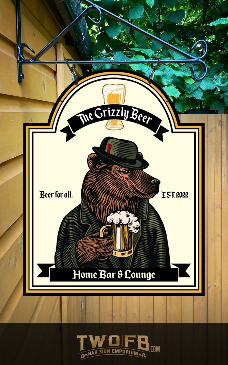 Grizzly Beer | Personalised Bar Sign | Traditional Pub Sign