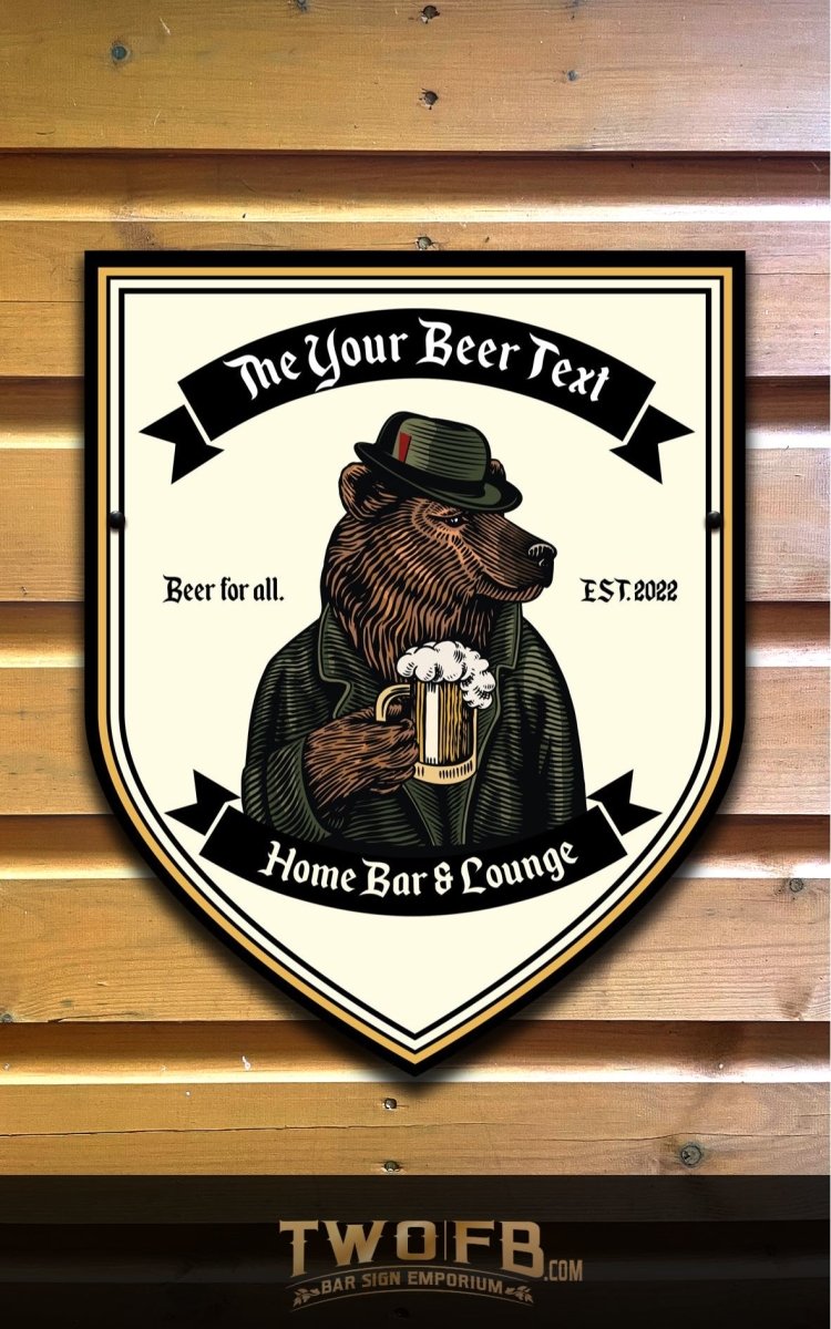 The Grizzly Beer Personalised Bar Sign Custom Signs from Twofb.com Bespoke pub signs