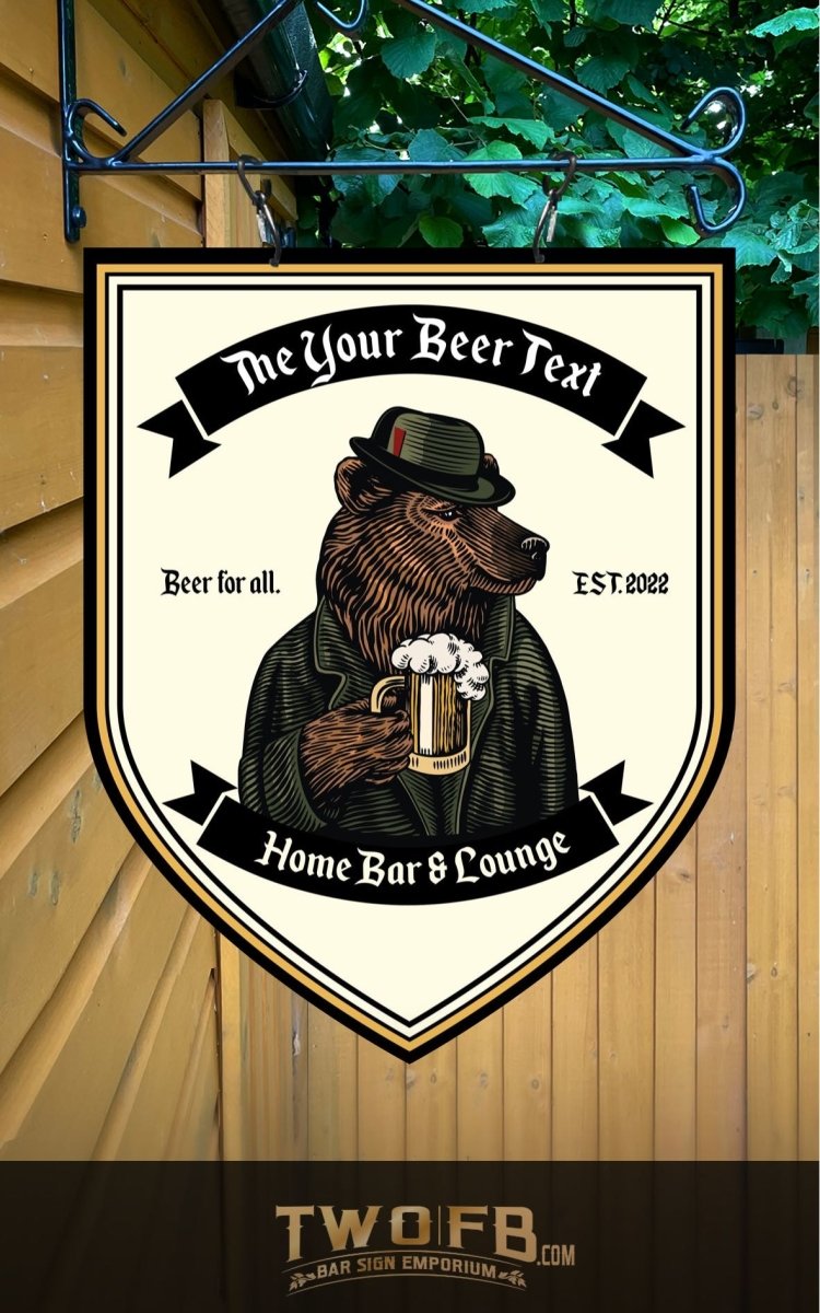 The Grizzly Beer Personalised Bar Sign Custom Signs from Twofb.com Hanging pub sign