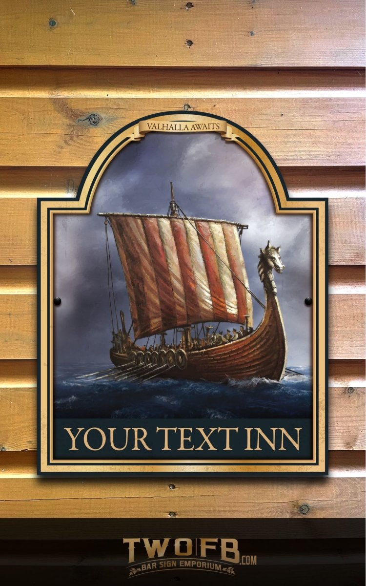 Longship Inn | Personalised Bar Sign | Viking Pub Sign – Two Fat Blokes Ltd