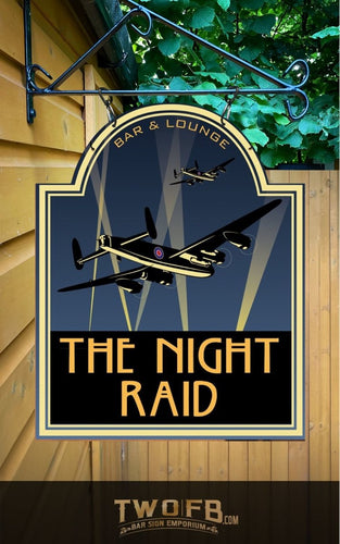 Night Raid | Personalised Bar Sign | RAF Lancaster Bomber | Pub Sign