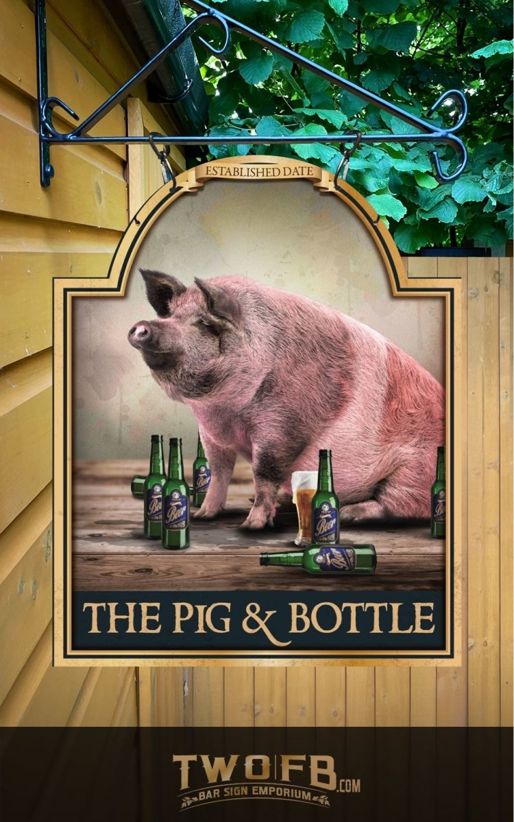 The Pig & Bottle Personalised Bar Sign Custom Signs from Twofb.com signs for bars at home
