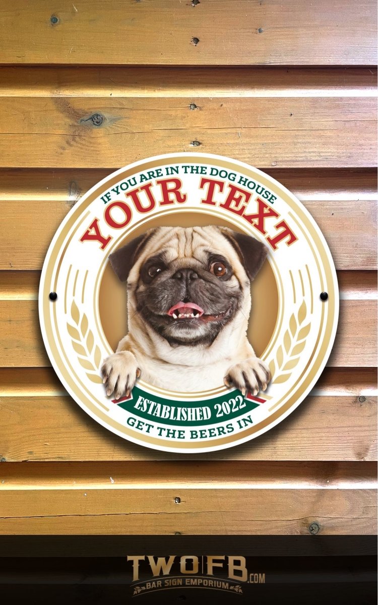 The Pug Pub Personalised Bar Sign Custom Signs from Twofb.com Pub Signs UK