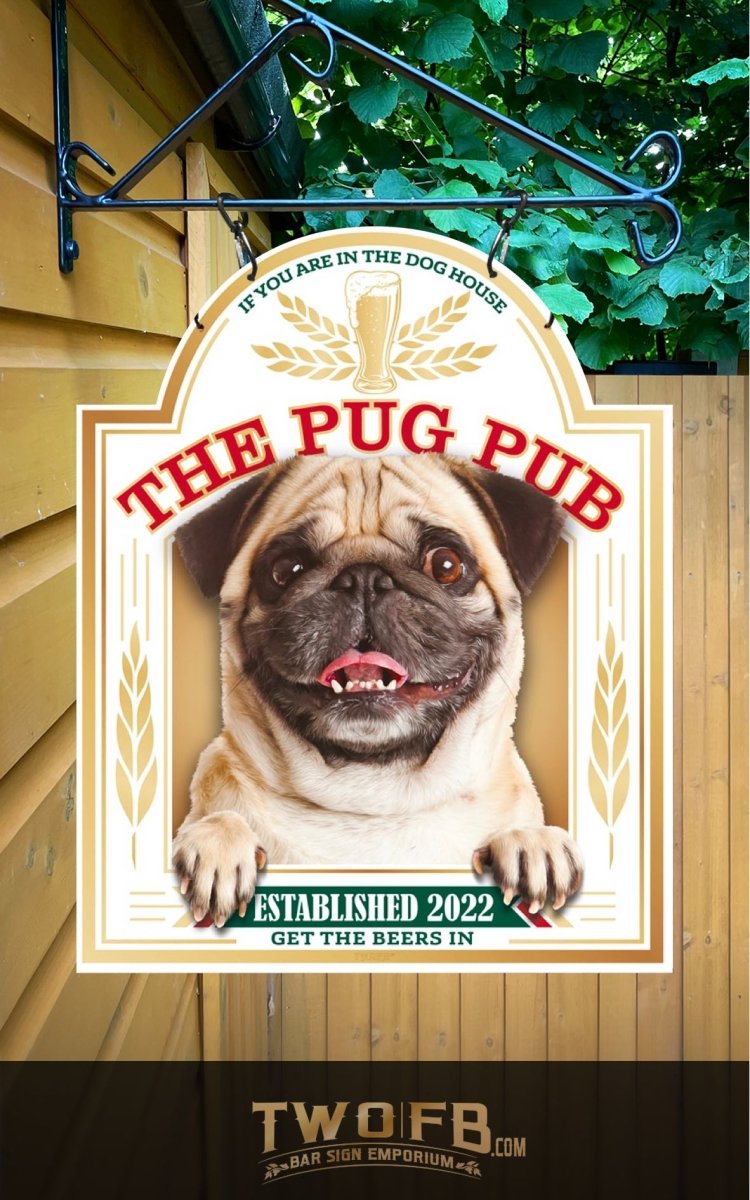 The Pug Pub Personalised Bar Sign Custom Signs from Twofb.com Pub Signs