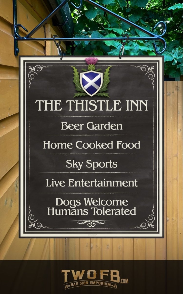 The Scottish Thistle Inn ChalkBoard Personalised Bar Sign Custom Signs from Twofb.com signs for bars