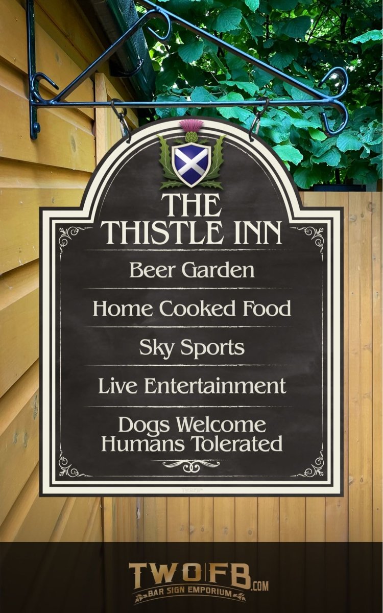 Scottish Inn Signs The Scottish Thistle Inn ChalkBoard Personalised Bar Sign – Two Fat ...