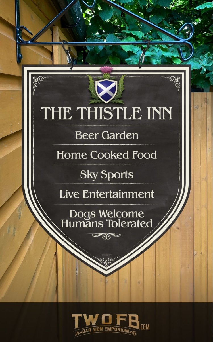 Scottish Inn Signs The Scottish Thistle Inn ChalkBoard Personalised Bar Sign – Two Fat ...