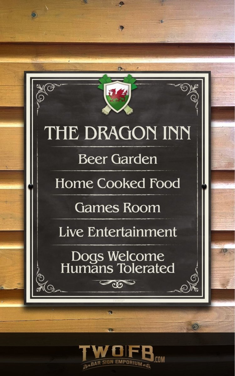 The Welsh Dragon Inn ChalkBoard Personalised Bar Sign Custom Signs from Twofb.com signs for bars