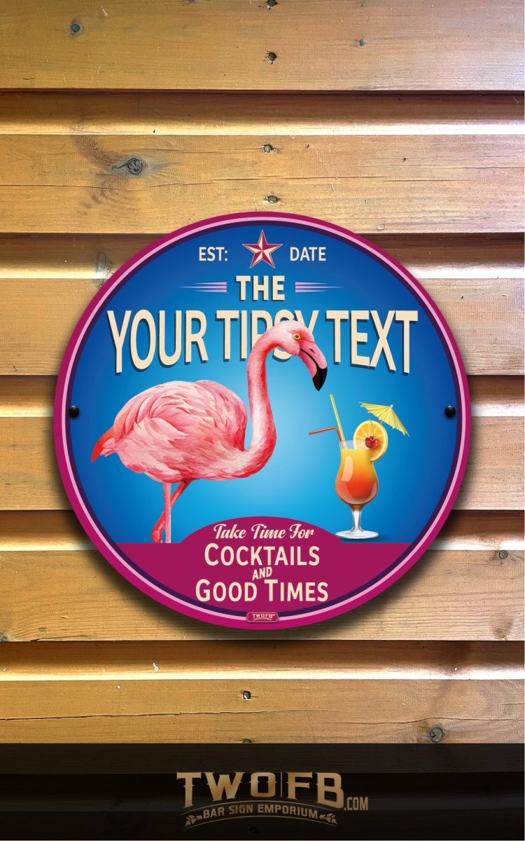 Tipsy Flamingo | Vintage Bar Sign | Pub Signs | funny bar sign | Hanging Signs | Bar Sign