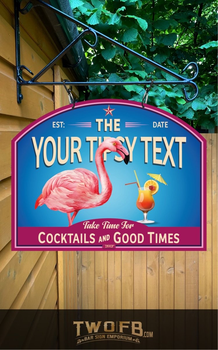 Tipsy Flamingo | Vintage Bar Sign | Pub Signs | funny bar sign | Hanging Signs | Bar Sign
