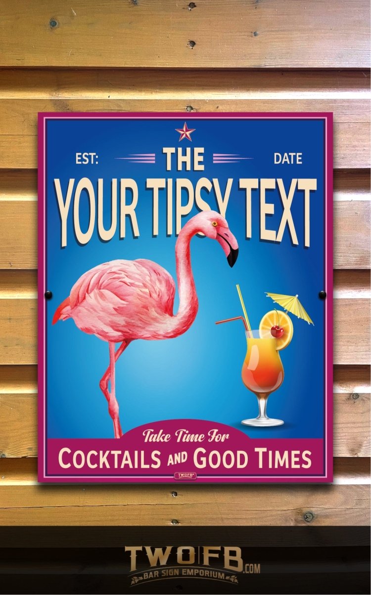 Tipsy Flamingo | Vintage Bar Sign | Pub Signs | funny bar sign | Hanging Signs | Bar Sign