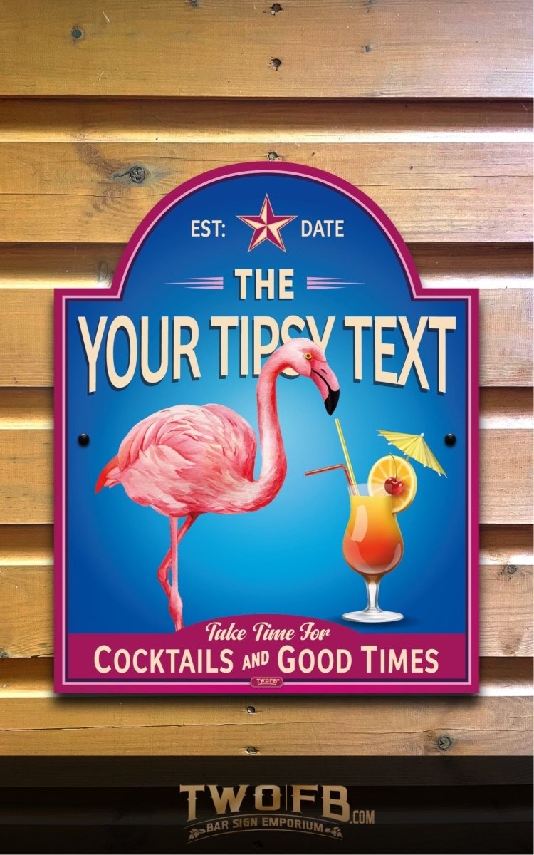 Tipsy Flamingo | Vintage Bar Sign | Pub Signs | funny bar sign | Hanging Signs | Bar Sign
