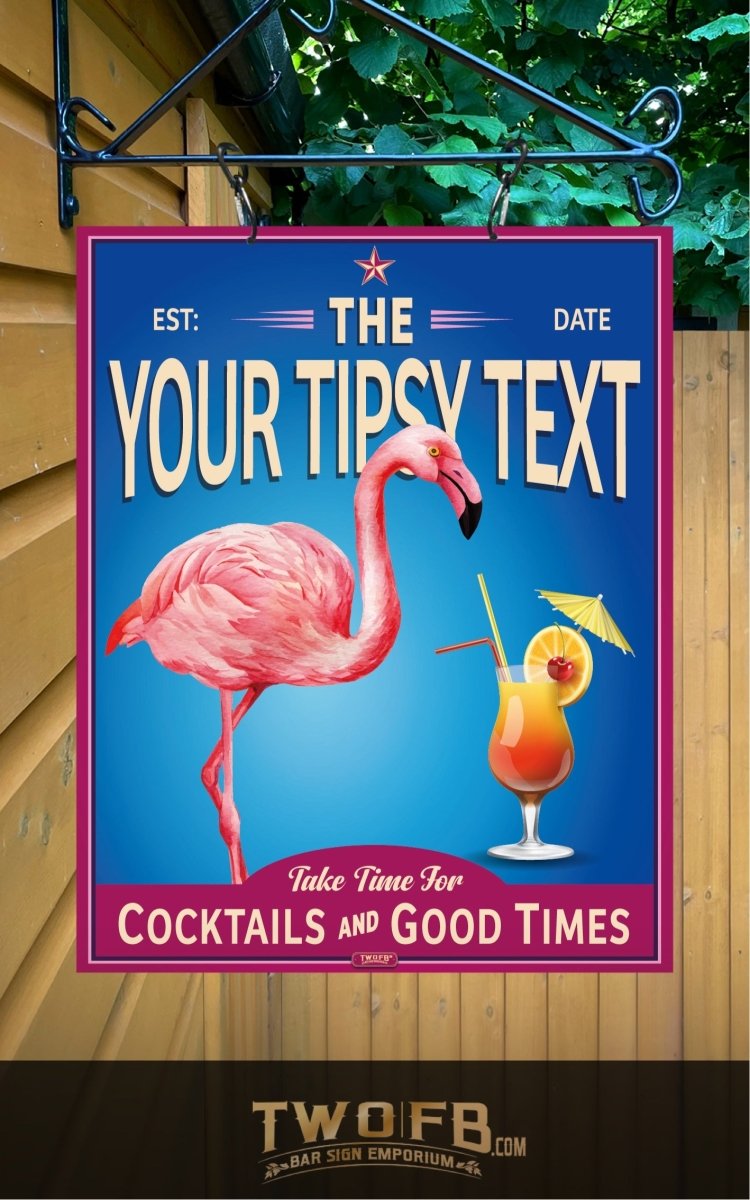 Tipsy Flamingo | Vintage Bar Sign | Pub Signs | funny bar sign | Hanging Signs | Bar Sign
