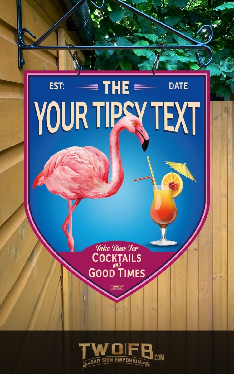Tipsy Flamingo | Vintage Bar Sign | Pub Signs | funny bar sign | Hanging Signs | Bar Sign