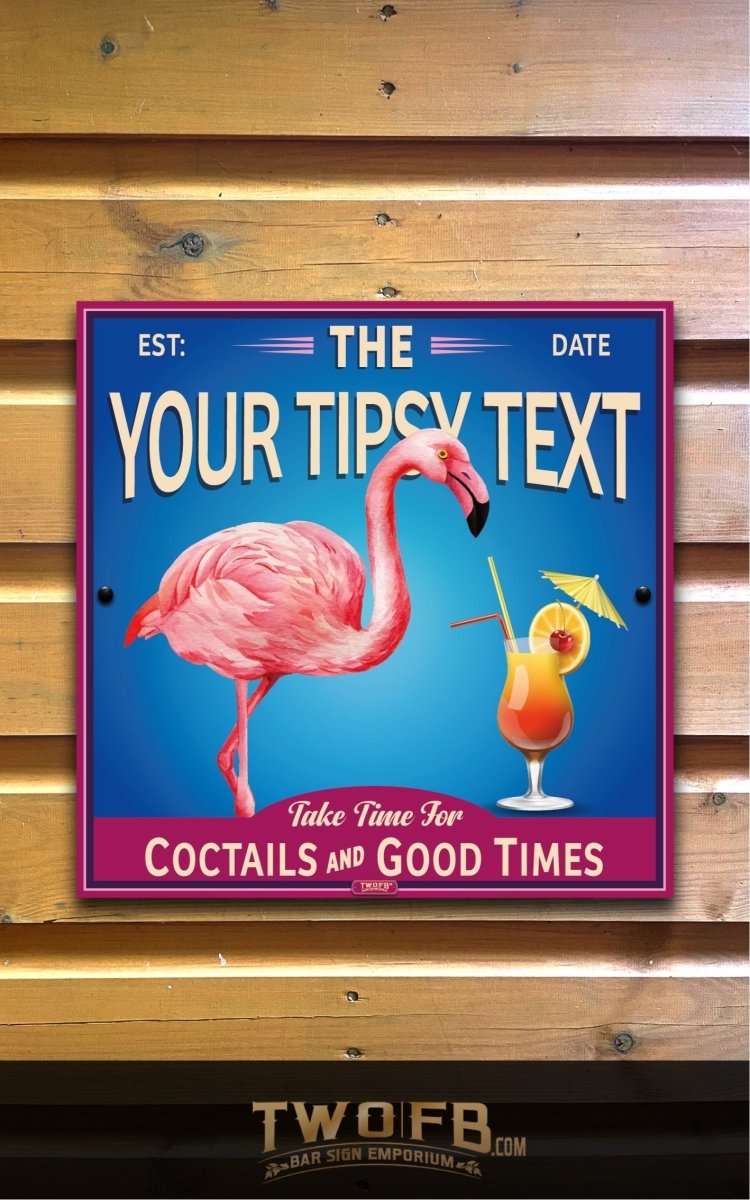 Tipsy Flamingo | Vintage Bar Sign | Pub Signs | funny bar sign | Hanging Signs | Bar Sign