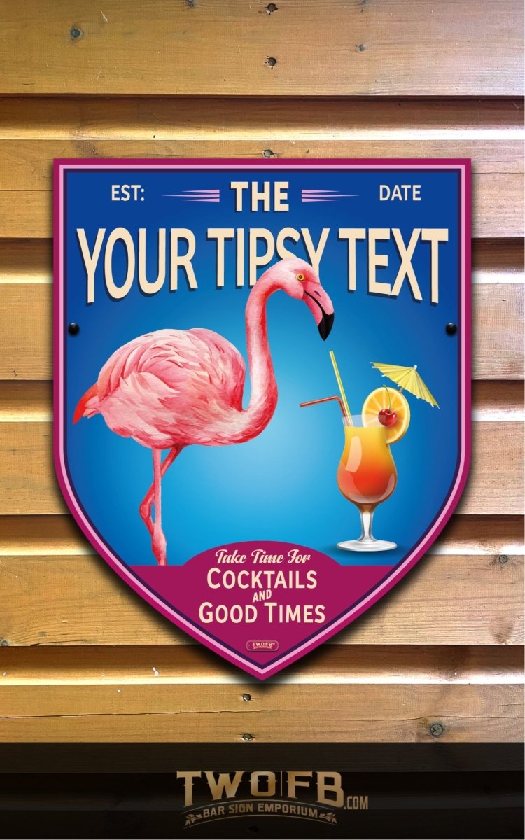 Tipsy Flamingo | Vintage Bar Sign | Pub Signs | funny bar sign | Hanging Signs | Bar Sign