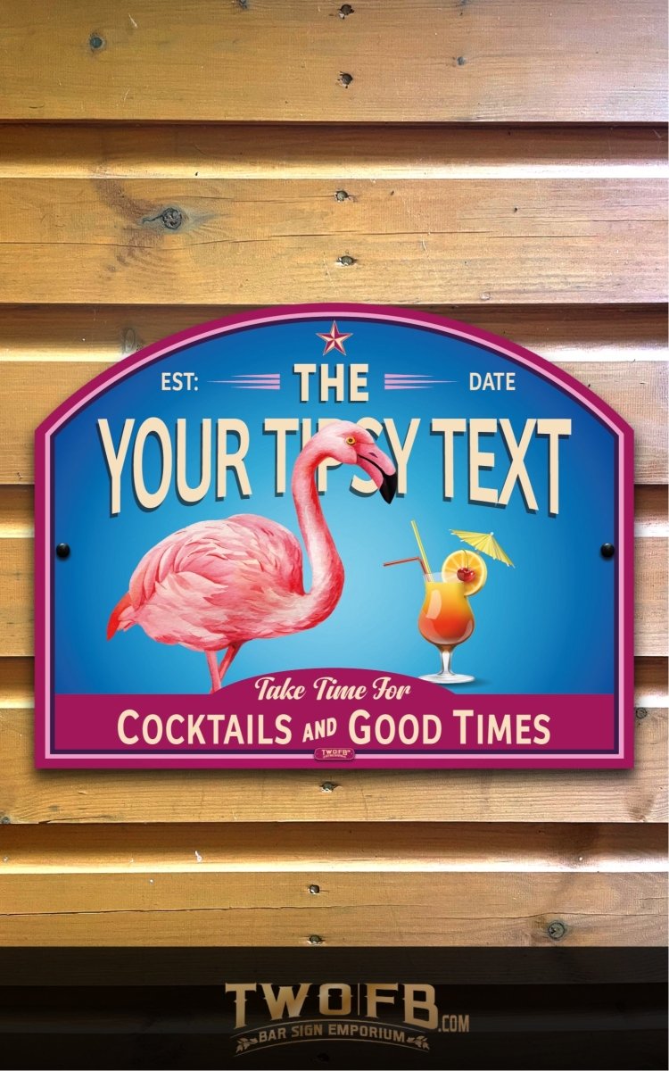 Tipsy Flamingo | Vintage Bar Sign | Pub Signs | funny bar sign | Hanging Signs | Bar Sign