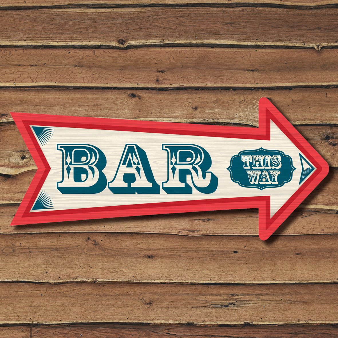 Wood Style Arrow, Bar This Way Custom Signs from Twofb.com signs for bars