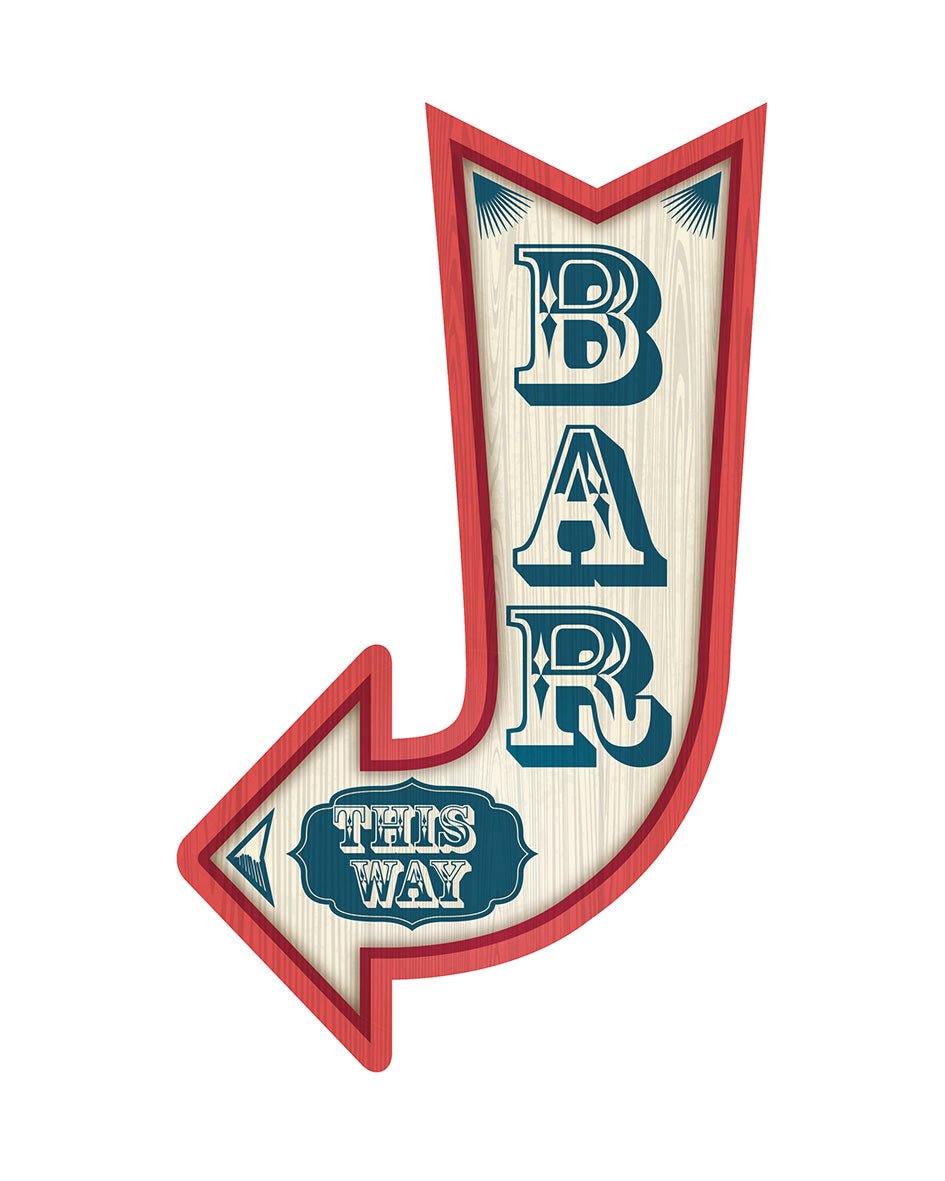 Wood Style Arrow, Bar This Way Custom Signs from Twofb.com signs for bars