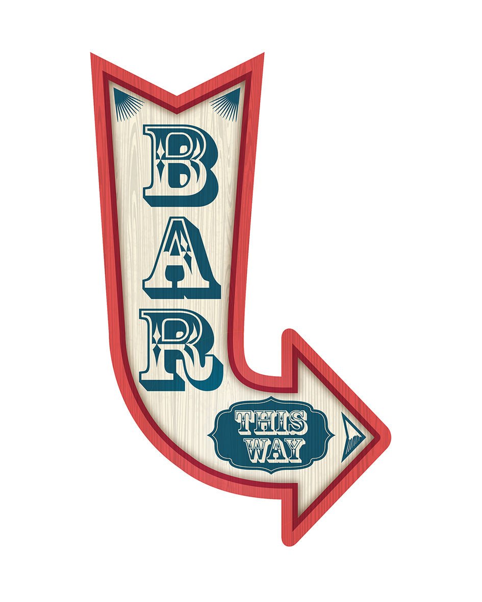 Wood Style Arrow, Bar This Way Custom Signs from Twofb.com signs for bars