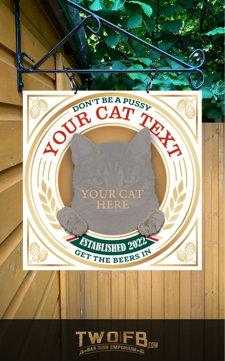 Your Cat on a Bar Sign Custom Signs from Twofb.com Hanging pub signs