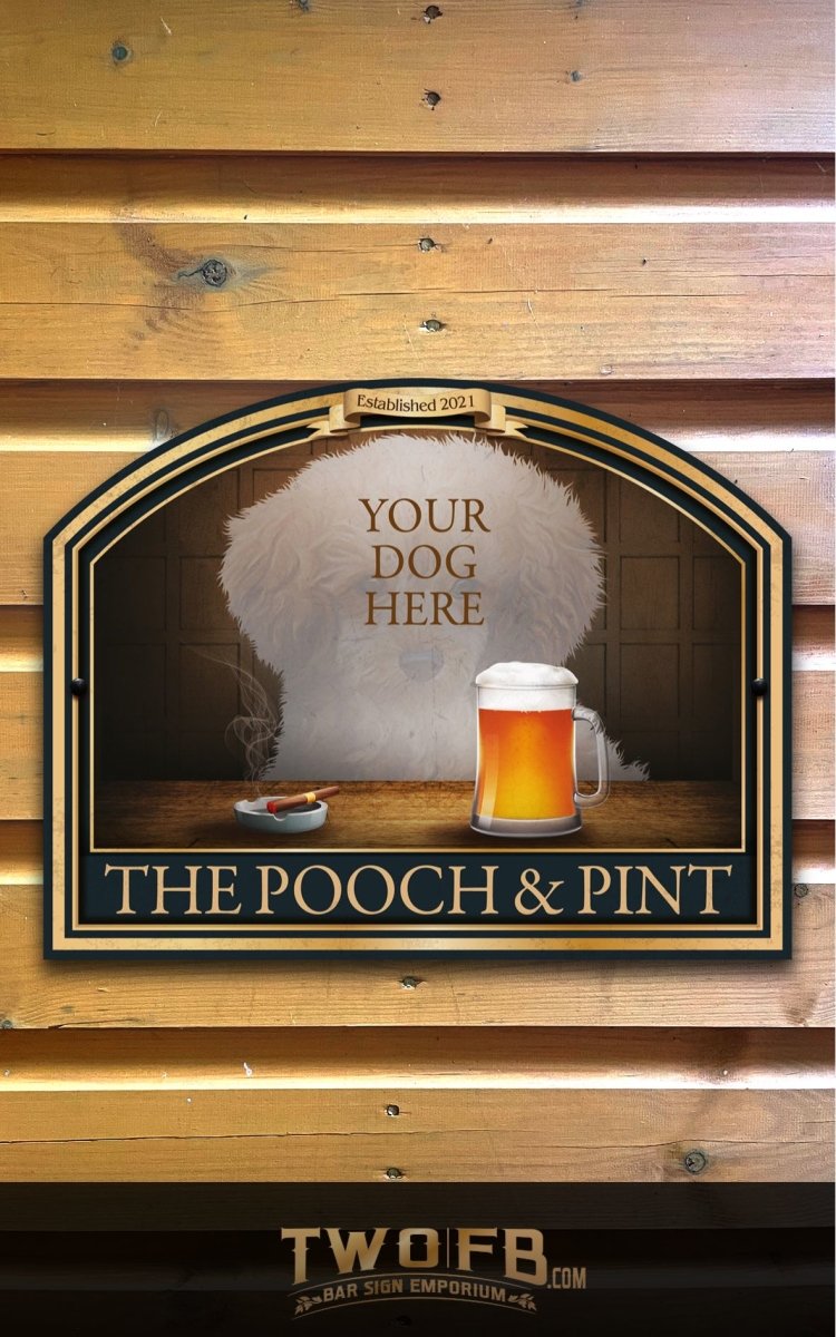 Your dog on a Pooch & Pint Bar Sign Custom Signs from Twofb.com Bar Signs UK