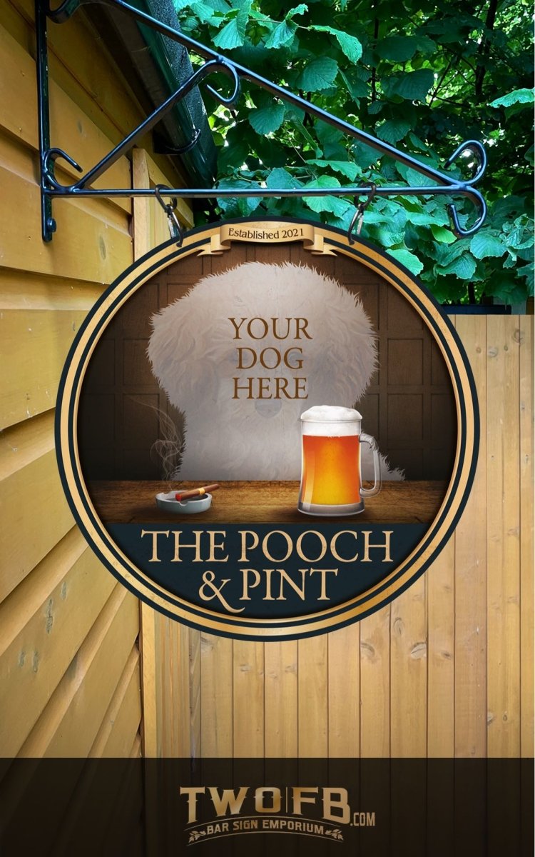 Your dog on a Pooch & Pint Bar Sign Custom Signs from Twofb.com Pub signs
