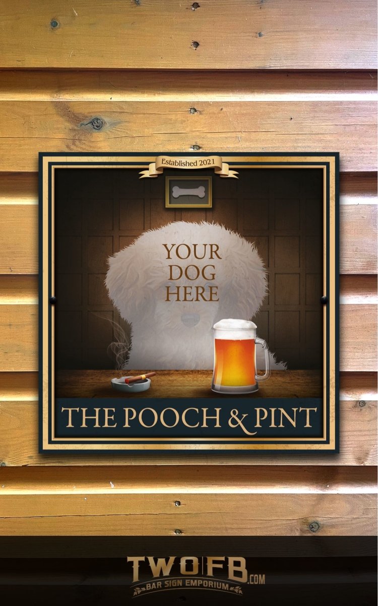 Your dog on a Pooch & Pint Bar Sign Custom Signs from Twofb.com signs for barsPub Signs UK