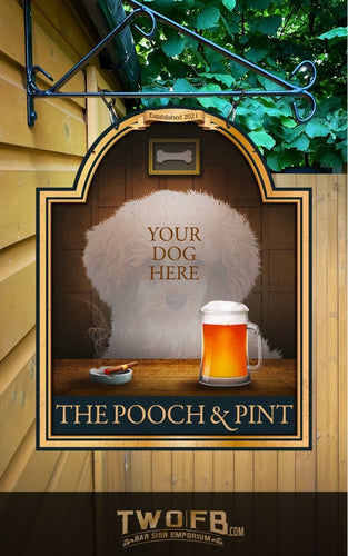 Your dog on a Pooch & Pint Bar Sign Custom Signs from Twofb.com Pub Sign