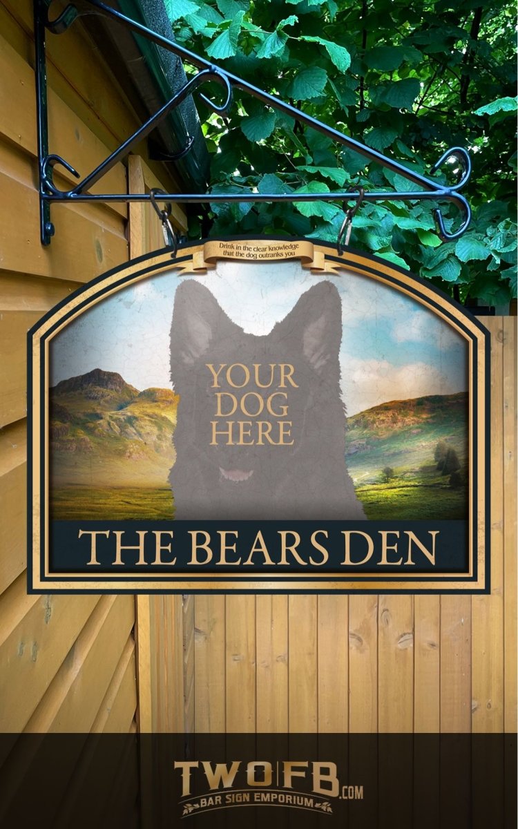 Your Dog on The Bears Den Bar Sign Custom Signs from Twofb.com Hanging Pub Signs